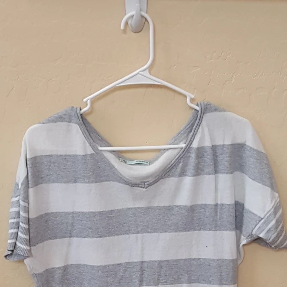MAURICES Gray Stripe Over the shoulder Blouse - Picture 7 of 7
